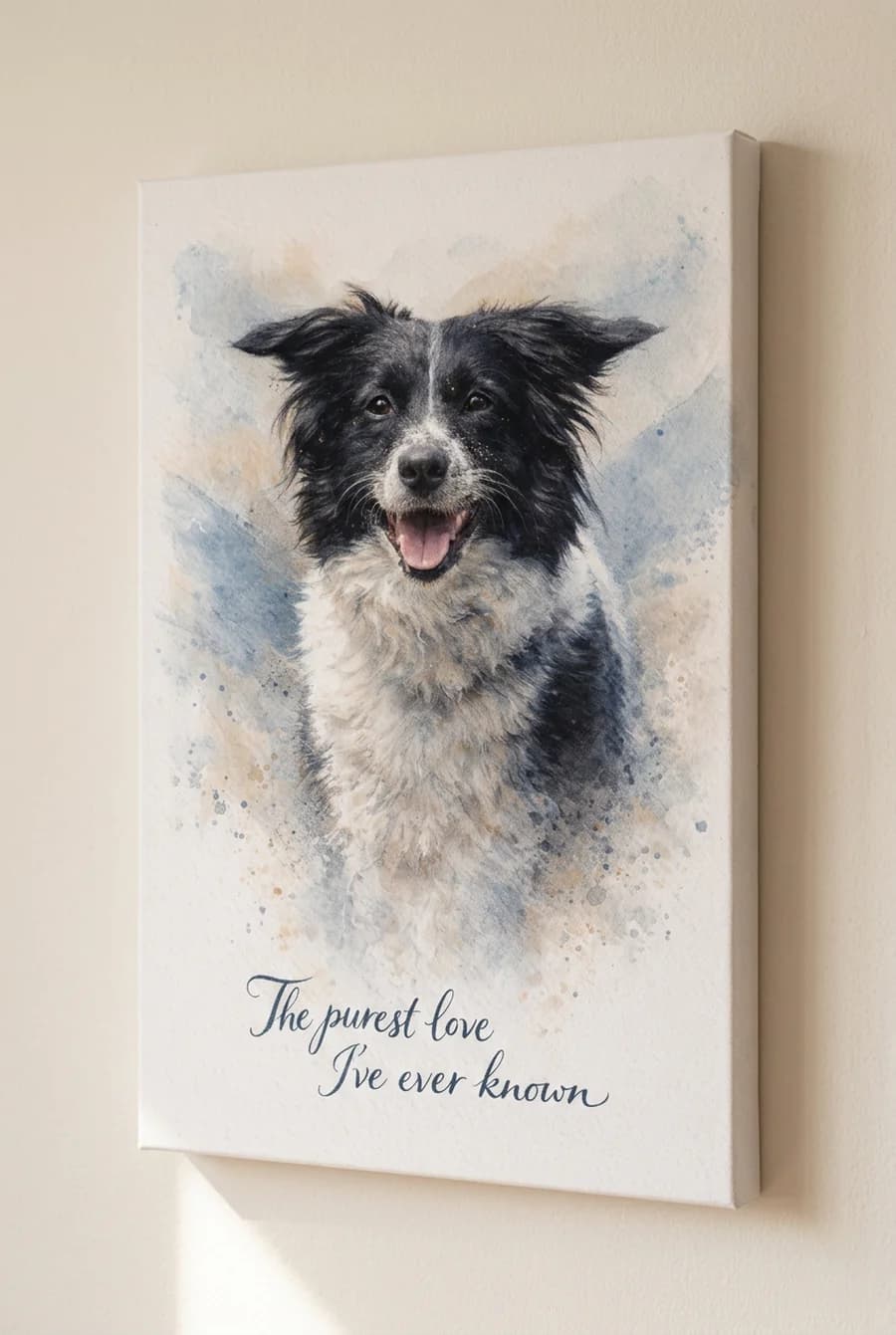 Yorkshire Terrier watercolor portrait on canvas — close-up canvas print on wall