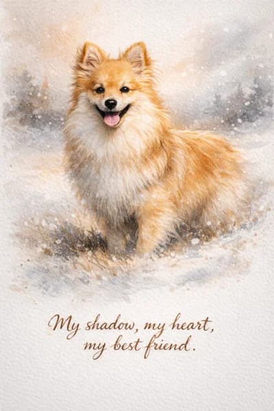 Winter Snow — Pomeranian portrait transformation