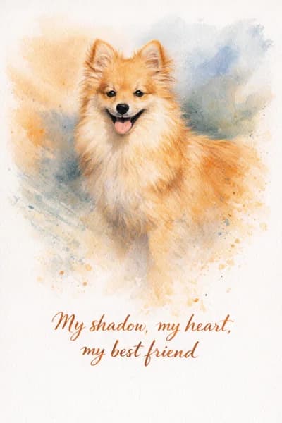 Watercolor — Pomeranian portrait transformation
